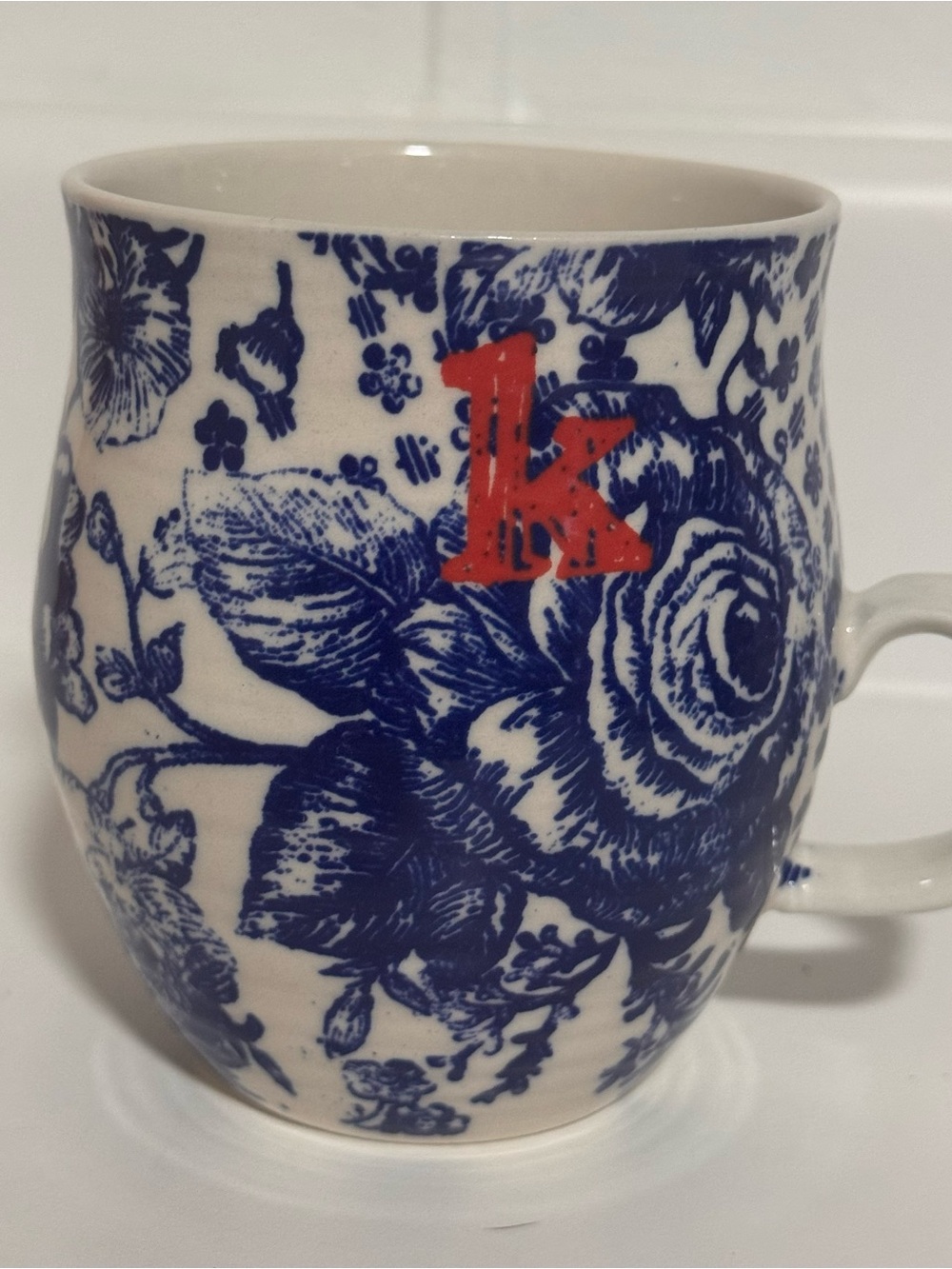 Anthropologie "Homegrown" monogram mug letter “k”